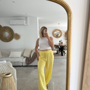 Pantalon en gaz de coton jaune