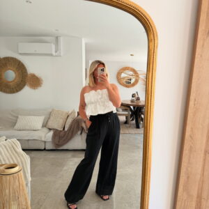 PANTALON NOIR EN GAZ DE COTON