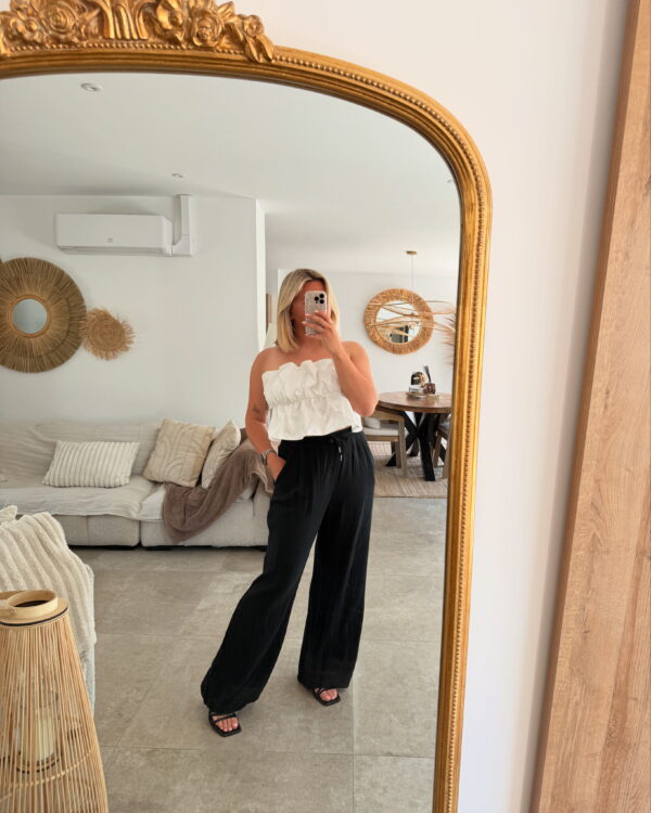 PANTALON NOIR EN GAZ DE COTON