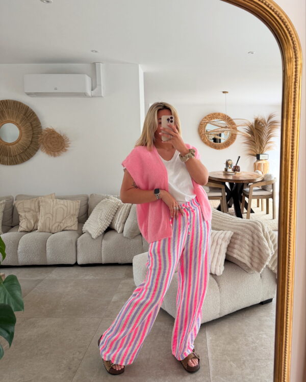 OLIVIA - PANTALON EN GAZ DE COTON FLUO