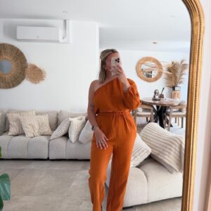 ALICIA - COMBINAISON PANTALON EN GAZ DE COTON BRIQUE