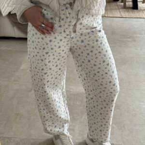 JEANS MOM FLEURI