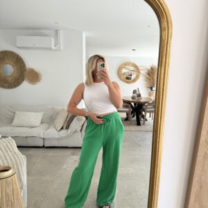 PANTALON EN GAZ DE COTON VERT
