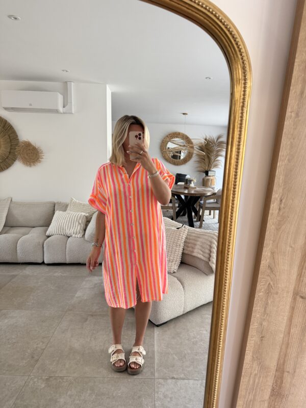 ROBE CHEMISE - FLUO - A RAYURES