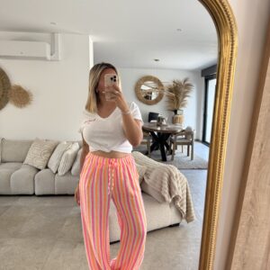 OLIVIA - PANTALON EN GAZ DE COTON FLUO