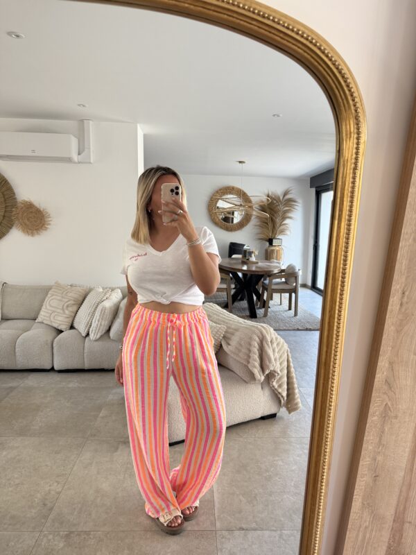 OLIVIA - PANTALON EN GAZ DE COTON FLUO