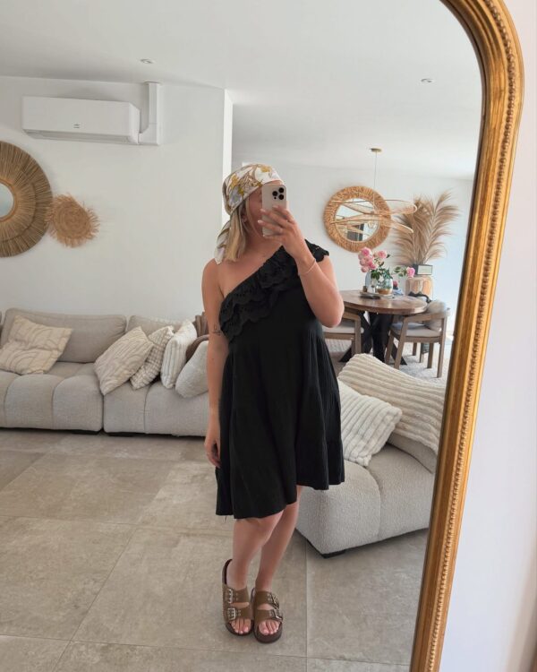 ROBE ASYMETRIQUE - SHEILA NOIR EN GAZ DE COTON