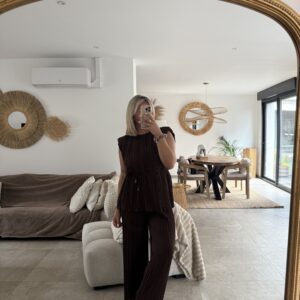 ENSEMBLE PLISSE MARRON