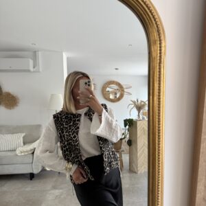 VESTE SANS MANCHES LEOPARD