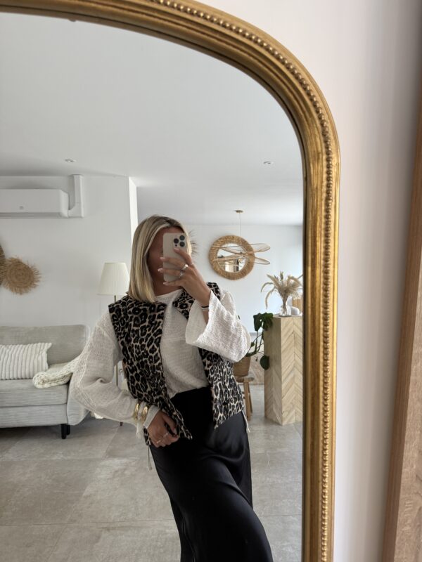 VESTE SANS MANCHES LEOPARD