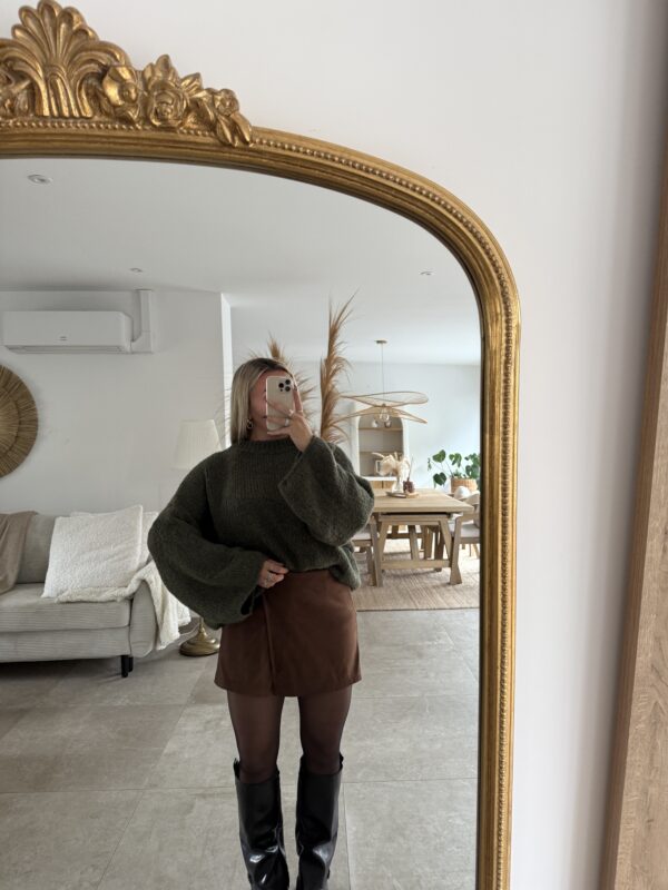 JUPE SHORT EN DAIM CAMEL