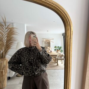 VESTE LEOPARD NOIR - PETITE ET GRANDE TAILLE