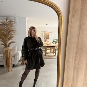 ROBE EN VELOURS KAKI