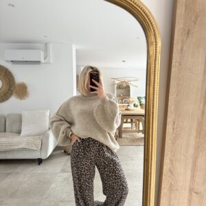 PANTALON PALAZZO LEOPARD - TAUPE