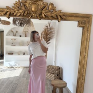 JUPE EN SATIN ROSE