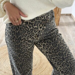JEANS TAILLE ASYMETRIQUE - LÉOPARD