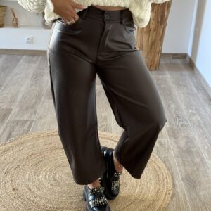 PANTALON SIMILI - MARRON