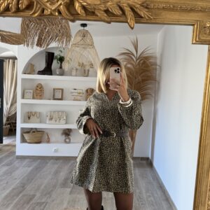 ROBE EN JEANS - LÉOPARD